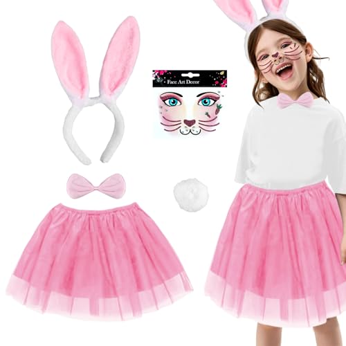 Matreeglam 5-teiliges Tier-Kostüm-Set für Kinder und Mädchen, niedliches Tier-Tutu-Rock mit Stirnband, Tigerschwein, Katze, Kaninchen, Löwe, Hirsch, Leopard, Verkleidung Outfits für Karneval, Welttag Matreeglam 5-teiliges Tier-Kostüm-Set für Kinder und Mädchen, niedliches Tier-Tutu-Rock mit Stirnband, Tigerschwein, Katze, Kaninchen, Löwe, Hirsch, Leopard, Verkleidung Outfits für Karneval, Welttag von Matreeglam