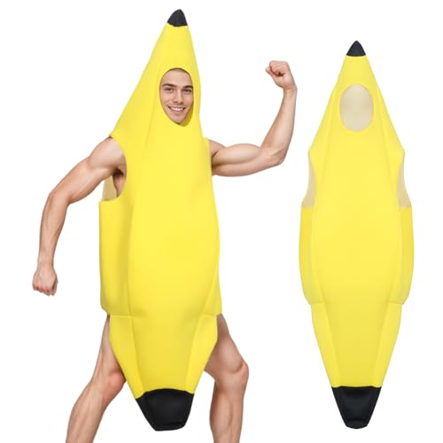 Matreeglam Banane Kostüm für Unisex Erwachsene, Lustiges Bananenkostüm Jumpsuit für Halloween Karneval Mottoparty Rollenspiel Cosplay Matreeglam Banane Kostüm für Unisex Erwachsene, Lustiges Bananenkostüm Jumpsuit für Halloween Karneval Mottoparty Rollenspiel Cosplay von Matreeglam