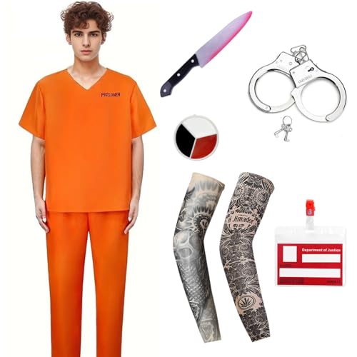 Matreeglam Häftlinge Kostüm Erwachsene (orange, L) von Matreeglam