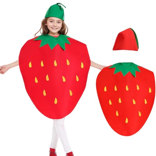 Matreeglam Halloween-Erdbeer-Kostüm für Kinder, originelles Obstkostüm, lustiges Kostüm-Partyzubehör, Comedy-Verkleidungs-Kostüme für Mädchen, Jungen, Cosplay Matreeglam Halloween-Erdbeer-Kostüm für Kinder, originelles Obstkostüm, lustiges Kostüm-Partyzubehör, Comedy-Verkleidungs-Kostüme für Mädchen, Jungen, Cosplay von Matreeglam