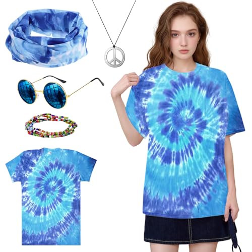 Matreeglam Hippie Kostüm Set für Herren & Damen, 80er Jahre Hippie Kostüm T-Shirts mit Bunt Stirnbänder Hippie Accessoires, 60er 70er Jahre Outfit Erwachsene für Karneval Mode Thema Party (Stil 2, M) Matreeglam Hippie Kostüm Set für Herren & Damen, 80er Jahre Hippie Kostüm T-Shirts mit Bunt Stirnbänder Hippie Accessoires, 60er 70er Jahre Outfit Erwachsene für Karneval Mode Thema Party (Stil 2, M) von Matreeglam