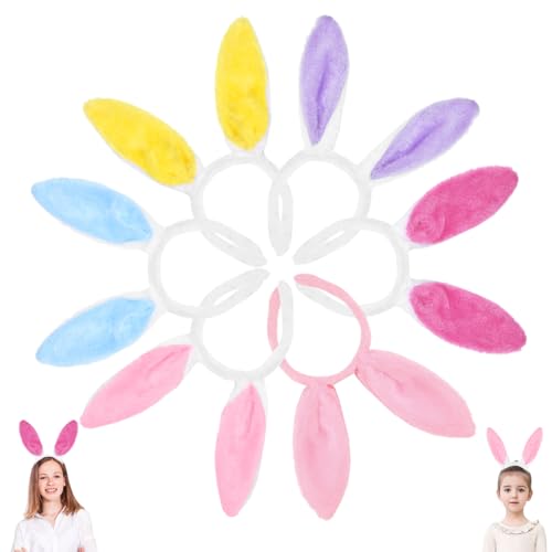 Matreeglam Ostern Hasenohren Haarreif für Erwachsene Kinder, 6 Stück Bunny Ears Ostern Haarreif Bunny Kostüm, Cosplay Hasen Kostüm für Karneval Kostüm Zubehör (Stil 1) von Matreeglam