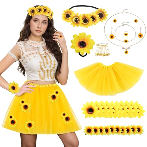 Matreeglam Sonnenblumen Kostüm Damen Mädchen, Karneval Kostüm Gelb Tüllrock mit Stirnband, Blumen Kostüm Set für Karneval Mottoparty Fasching Cosplay Matreeglam Sonnenblumen Kostüm Damen Mädchen, Karneval Kostüm Gelb Tüllrock mit Stirnband, Blumen Kostüm Set für Karneval Mottoparty Fasching Cosplay von Matreeglam