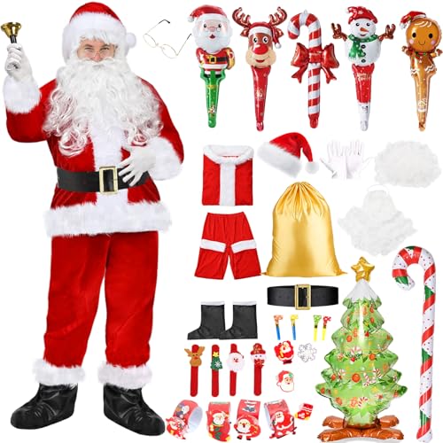 Matreeglam Weihnachtsmann Kostüm für Erwachsene, Santa Costume Herren, Weihnachtsmannkostüm mit Mütze Bart Gürtel, Weihnachtskostüm Faschingskostüme für Weihnachten Karneval Cosplay (rot, 3XL) Matreeglam Weihnachtsmann Kostüm für Erwachsene, Santa Costume Herren, Weihnachtsmannkostüm mit Mütze Bart Gürtel, Weihnachtskostüm Faschingskostüme für Weihnachten Karneval Cosplay (rot, 3XL) von Matreeglam