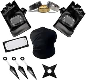 Matsizen Kunai Kunai Cosplay Set, Kunai Stirnband Set,1 Schwarzes Konoha-Stirnband, 3 Kunai-Kunststoffe, 1 SpielzubehöR, 1 Maske, 2 Handschuhe, 3 Ringe, 2 Aufkleber Matsizen Kunai Kunai Cosplay Set, Kunai Stirnband Set,1 Schwarzes Konoha-Stirnband, 3 Kunai-Kunststoffe, 1 SpielzubehöR, 1 Maske, 2 Handschuhe, 3 Ringe, 2 Aufkleber von Matsizen