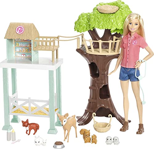 Barbie FCP78 - Tierarzt-Rettungsstation Puppe und Spielset mit Tieren und Zubehörteilen, Spielzeug ab 3 Jahren von Barbie