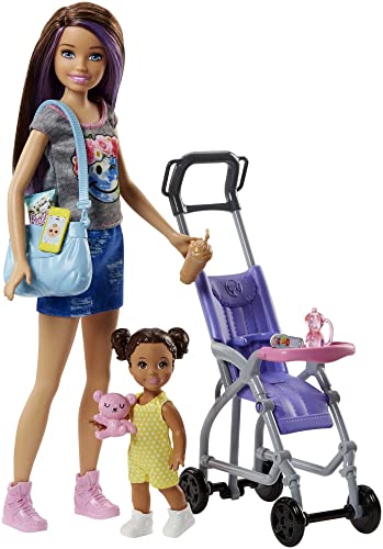 Barbie FJB00 - ​Skipper Barbie-Puppen-Spielset mit hüpfendem Kinderwagen, ab 3 Jahren von Barbie