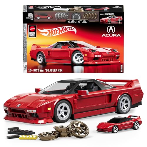 Mattel Brick Shop Hot Wheels Elite Serie Bauset, ’90 Acura NSX mit 876 Teilen, realistischen Details und individuellen Aufklebern, für Sammler und Kinder ab 10 Jahren, JFT17 von Mattel Brick Shop