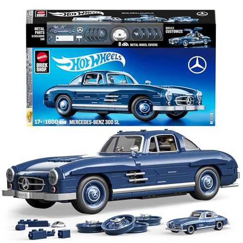 Mattel Brick Shop Hot Wheels Premium Serie Bauset, Mercedes-Benz 300 SL mit 1600 Teilen, realistischen Details und Metallteilen, erwachsene Sammler, HWW25 Mattel Brick Shop Hot Wheels Premium Serie Bauset, Mercedes-Benz 300 SL mit 1600 Teilen, realistischen Details und Metallteilen, erwachsene Sammler, HWW25 von Mattel Brick Shop