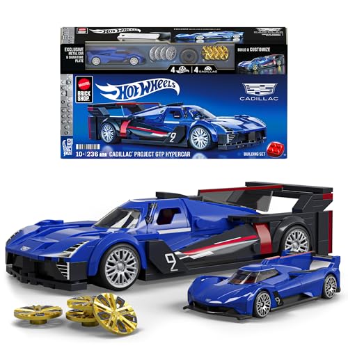 ​Mattel Brick Shop Hot Wheels Speed Serie Bauset, Cadillac Project GTP Hypercar mit 236 Teilen, realistischen Details und individuellen Aufklebern, für Sammler und Kinder ab 10 Jahren, JFR89 von Mattel Brick Shop