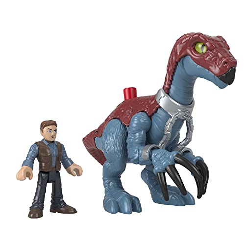 Fisher-Price Imaginext GVV63 - Jurassic World Klauen Angriff Therizinosaurus Dinosaurier & Owen Figurenset, Dinosaurier Spielzeug für Kinder ab 3 Jahren von Fisher-Price