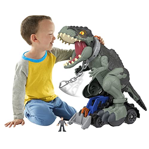 Fisher-Price Imaginext GWT22 - Jurassic World Stapf- und Beißaction Riesendino, ca 40 cm großes Dinosaurierspielzeug mit Lichtern, Geräuschen und Action für Kinder im Vorschulalter ab 3 Jahren von Fisher-Price