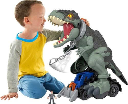 Fisher-Price Imaginext GWT22 - Jurassic World Stapf- und Beißaction Riesendino, ca 40 cm großes Dinosaurierspielzeug mit Lichtern, Geräuschen und Action für Kinder im Vorschulalter ab 3 Jahren von Fisher-Price