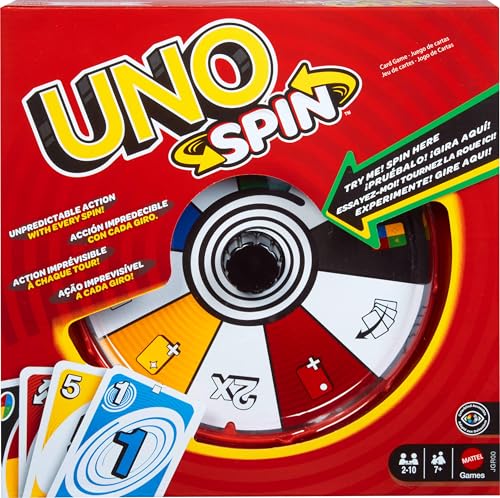 Mattel Games UNO Spin Kartenspiel für Kinder, Erwachsene und Spieleabende mit der Familie, Klassisches Spiel mit Drehscheibe, Neue Herausforderungen und Regeln, Aktivität bei schlechtem Wetter, JGR00 Mattel Games UNO Spin Kartenspiel für Kinder, Erwachsene und Spieleabende mit der Familie, Klassisches Spiel mit Drehscheibe, Neue Herausforderungen und Regeln, Aktivität bei schlechtem Wetter, JGR00 von Mattel Games
