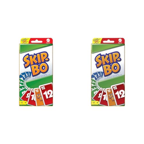 Mattel Games 5237 - Skip-BO Kartenspiel und Familienspiel geeignet für 2-6 Spieler, Spiel ab 7 Jahren (Packung mit 2) von Mattel Games