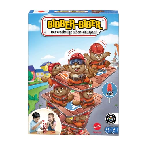 Mattel Games Biber-Bauspaß für Spieleabende mit Familie und Freunden, Reisen und Camping, HPW60 von Mattel Games