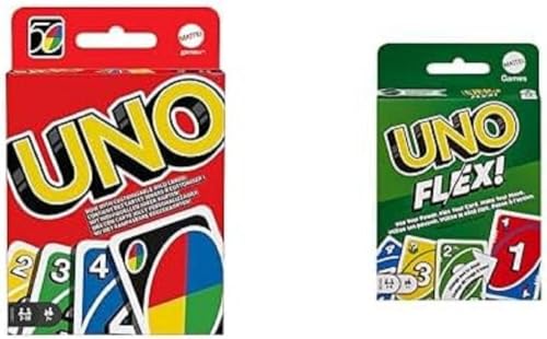 Mattel Games Bundle Pack - UNO Kartenspiel (W2087) + UNO Flex (HMY99) - Kartenspiele und Gesellschaftsspiele für noch mehr Abwechslung und Spielspaß, geeignet für 2-10 Spieler ab 7 Jahren von Mattel Games