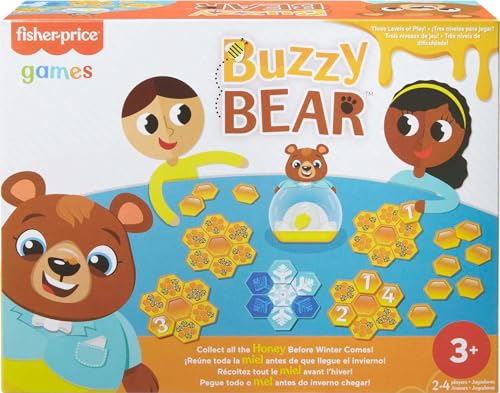 Mattel Games Buzzy Bear Cooperatives Kinderspiel für 2 bis 4 Spieler ab 3 Jahren mit 3 Spielstufen von Mattel Games