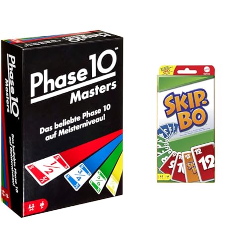 Mattel Games FPW34 - Phase 10 Masters Kartenspiel, Geeignet für 2-6 Spieler & Skip-BO, Kartenspiele für die Famile, Perfekt als Kinderspiel von Mattel Games