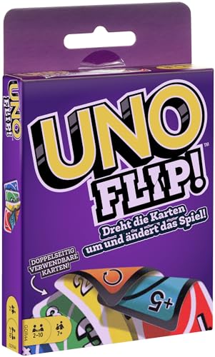 Mattel Games - UNO FLIP Kartenspiel mit beidseitig bedruckten Karten, neuem Twist und spezieller FLIP-Karte, 2 - 10 Spieler ab 7 Jahren, GDR44 von Mattel Games