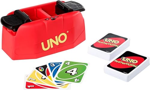 UNO Showdown - Beliebtes Kartenspiel mit Überraschungsangriffen aus dem Showdown Gerät, schnelle Reaktionen gefragt, für unvergessliche Familien- und Spieleabende, Kinder ab 7 Jahren, GKC04 von Mattel Games