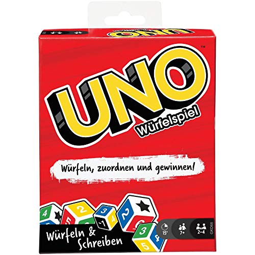 Mattel Games GKD66 - UNO Würfelspiel für die ganze Familie, mit Trockenlöschtafeln und Markern, für Kinder ab 7 Jahren von Mattel Games