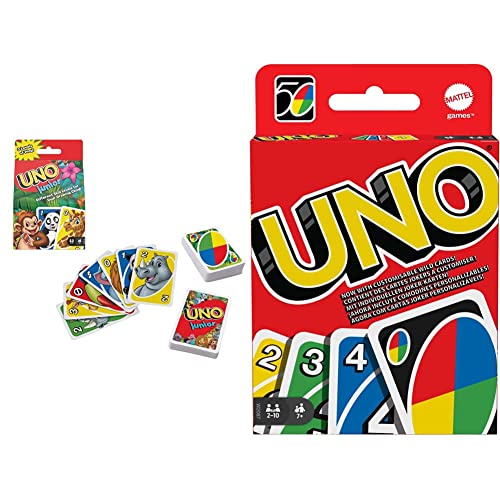 Mattel Games GKF04 - UNO Junior Kartenspiel mit 45 Karten, Geschenk für Kinder ab 3 Jahren & W2087 - UNO Kartenspiel und Gesellschaftspiel, geeignet für 2-10 Spieler von Mattel Games