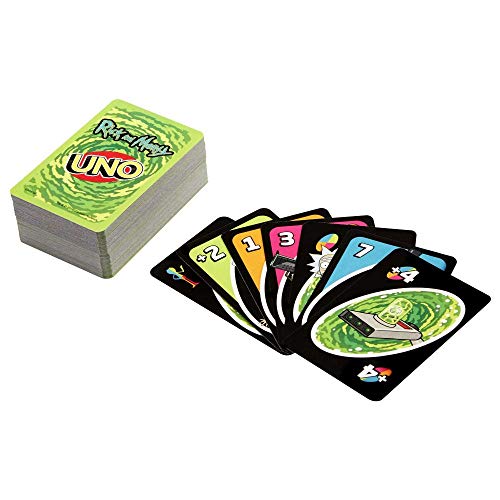 Mattel Games - GPN29 UNO Rick & Morty Kartenspiel, geeignet für 2 - 10 Spieler, Kartenspiele ab 13 Jahren von Mattel Games