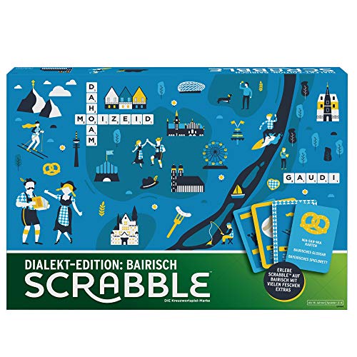 Mattel Games GPW44 - Scrabble Dialekt-Edition Bayern, Gesellschaftsspiel, Brettspiel, Familienspiel, ab 16 Jahren von Mattel Games