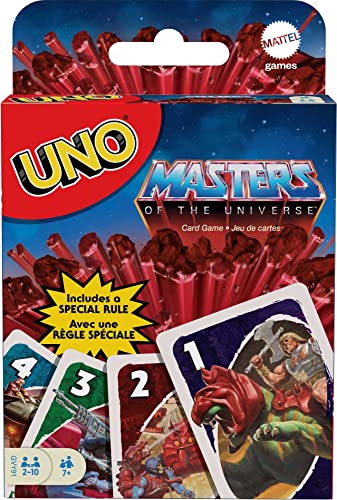 Mattel Games GVY91 - UNO Masters of The Universe-Kartenspiel mit 112 Karten, Geschenk für Kinder, Spieleabende mit der Familie oder Erwachsenen, für Spieler ab 7 Jahren von Mattel Games