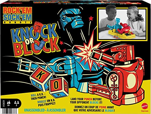 Mattel Games HDN94 - Rock ‘em Sock ‘em Boxkampf-Spiel mit den manuell bedienbaren Figuren Red Rocker und Blue Bomber im Ring, Geschenk für Kinder ab 6 Jahren von Mattel Games