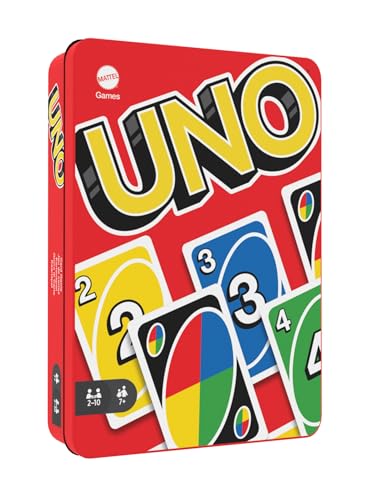 Mattel Games HGB63 - UNO-Kartenspiel mit 112 Karten in hochwertiger Metallbox, Exklusive Sammlerdose, Gesellschaftsspiel, Spielzeug ab 7 Jahren von Mattel Games