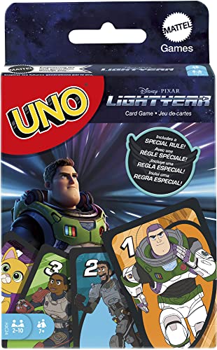 Mattel Games HJC24 - UNO Disney und Pixar Lightyear Kartenspiel mit Filmthema und Sonderregel, Geschenk für Kinder, Erwachsene und Familienspielabende, ab 7 Jahren von Barbie