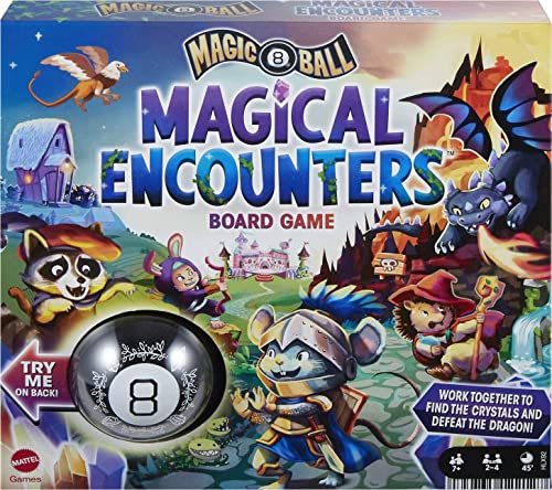 Magic 8 Ball Brettspiele, Magische Begegnung Kooperatives Brettspiel mit Magic 8 Ball Original für 2-4 Spieler, Familienspielabend von Mattel Games
