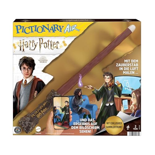 Mattel Games PICTIONARY AIR HARRY POTTER - interaktives Spiel mit für AppleTV, Chromecast und streaming-fähige Geräte, für die ganze Familie und Harry Potter Fans ab 8 Jahren, Deutsche Version, HDC60 von Mattel Games