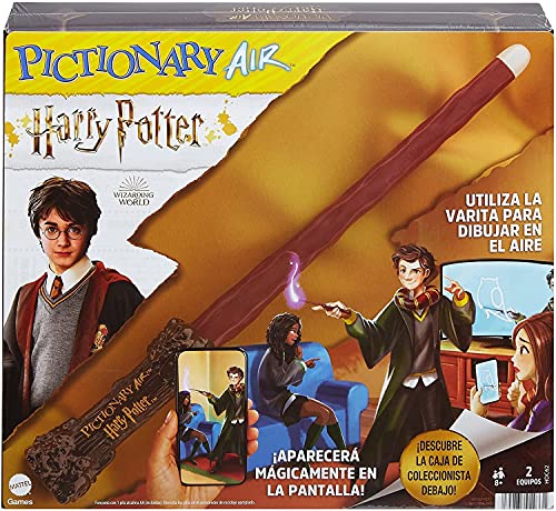 Mattel Games Pictionary Air Harry Potter, sehen Sie, was Sie auf dem Bildschirm zeichnen, mit Zauberstab in der Luft, Brettspiel für Kinder + 8 Jahre (Mattel HDC62) von Mattel Games