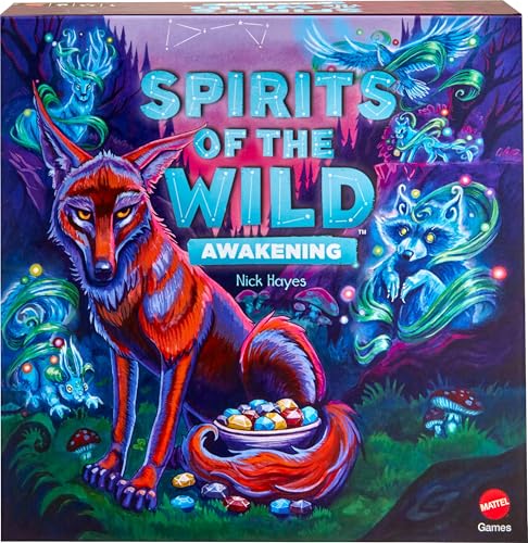 Mattel Games Spirits of The Wild: Awakening, entspannendes, einfach zu erlernendes Strategie-Brettspiel für 2 Spieler mit Spielsteinen, Schale und Kojotenfigur, JGP01 von Mattel Games