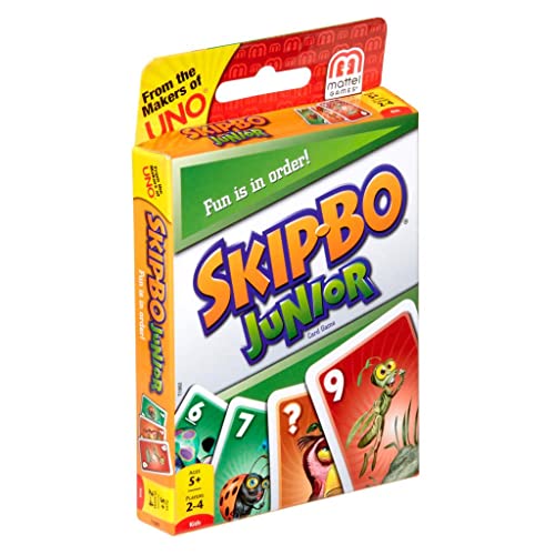 Mattel Games T1882 - Skip-BO Junior Kartenspiel für Kinder, geeignet für 2 - 4 Spieler, Spieldauer ca. 30 Minuten, ab 5 Jahren von Mattel Games