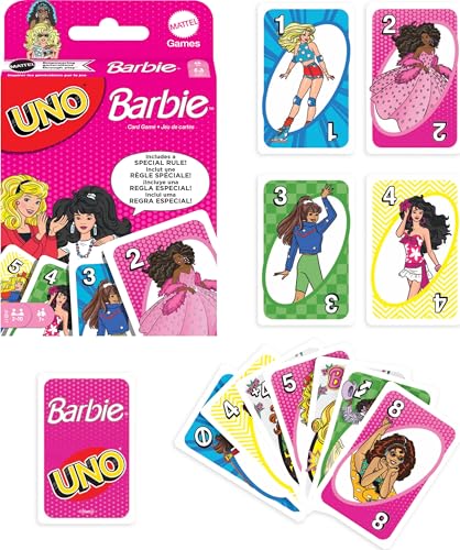 Mattel Games UNO Barbie Kartenspiel mit spezieller "Hi, Barbie!" Regel für Kinder, Erwachsene & Familiennächte, Spieleabende, Reisen, Camping & Partys Mattel Games UNO Barbie Kartenspiel mit spezieller "Hi, Barbie!" Regel für Kinder, Erwachsene & Familiennächte, Spieleabende, Reisen, Camping & Partys von Mattel Games