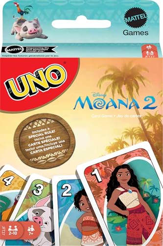 Mattel Games UNO Disney Moana 2 Kartenspiel für Kinder, Erwachsene & Familie mit Deck & Sonderregel, inspiriert vom Film Mattel Games UNO Disney Moana 2 Kartenspiel für Kinder, Erwachsene & Familie mit Deck & Sonderregel, inspiriert vom Film von Mattel Games