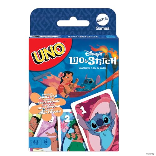 Mattel Games UNO Disneys Lilo und Stitch Kartenspiel für Kinder, Erwachsene und Familien mit Karten und Regeln, die auf dem Film basieren, JCC10 Mattel Games UNO Disneys Lilo und Stitch Kartenspiel für Kinder, Erwachsene und Familien mit Karten und Regeln, die auf dem Film basieren, JCC10 von Mattel Games