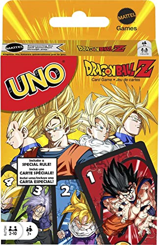 Mattel Games UNO Dragon Ball Z-Kartenspiel für den Familienabend mit Grafiken zum Thema TV-Show und einer Sonderregel für 2–10 Spieler Mattel Games UNO Dragon Ball Z-Kartenspiel für den Familienabend mit Grafiken zum Thema TV-Show und einer Sonderregel für 2–10 Spieler von Mattel Games