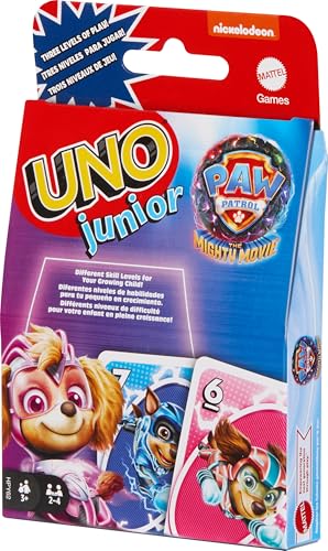 Mattel Games UNO Junior Paw Patrol: The Mighty Movie“ Kartenspiel für Kinder für Familienabende, mit 3 Schwierigkeitsstufen für 2 bis 4 Spieler, HPY62 Mattel Games UNO Junior Paw Patrol: The Mighty Movie“ Kartenspiel für Kinder für Familienabende, mit 3 Schwierigkeitsstufen für 2 bis 4 Spieler, HPY62 von Mattel Games
