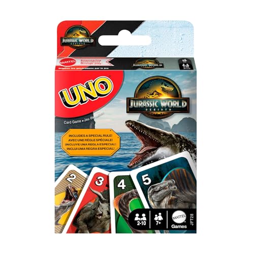 Mattel Games UNO Jurassic World: Die Wiedergeburt Kartenspiel für Kinder, Familien und Erwachsene, Kartenspiel mit Sonderregeln und vom Film inspirierten Bildern, JFT28 Mattel Games UNO Jurassic World: Die Wiedergeburt Kartenspiel für Kinder, Familien und Erwachsene, Kartenspiel mit Sonderregeln und vom Film inspirierten Bildern, JFT28 von Mattel Games