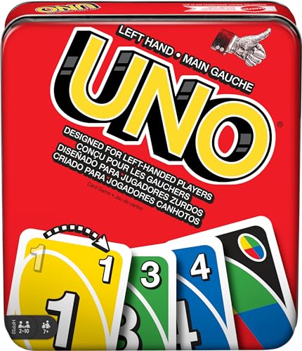 Mattel Games UNO Kartenspiel für Familiennacht mit Karten speziell für Linkshänder in Sammeldose, HPP32, Mehrfarbig Mattel Games UNO Kartenspiel für Familiennacht mit Karten speziell für Linkshänder in Sammeldose, HPP32, Mehrfarbig von Mattel Games