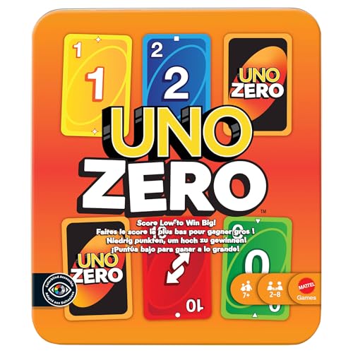 Mattel Games UNO Zero Kartenspiel in Aufbewahrungsdose zum Mitnehmen für Kinder, Erwachsene, Familienabende und Partys, enthält Kartenspiel und Punktekarte, 2 bis 8 Spieler, ab 7 Jahren, JLK16 Mattel Games UNO Zero Kartenspiel in Aufbewahrungsdose zum Mitnehmen für Kinder, Erwachsene, Familienabende und Partys, enthält Kartenspiel und Punktekarte, 2 bis 8 Spieler, ab 7 Jahren, JLK16 von Mattel Games