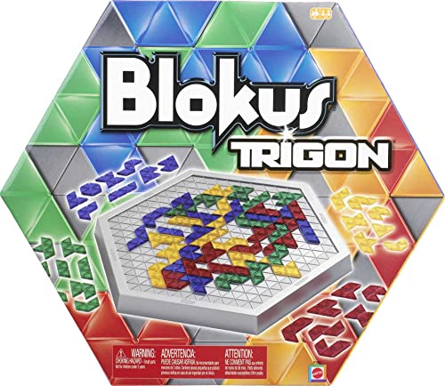 Mattel Games Blokus Trigon - Neue Variante des klassischen Strategiespiels, dreieckige Trigon-Steine, für 2-4 Spieler ab 7 Jahren, Spielbrett & Anleitung, TXY29 von Mattel Games