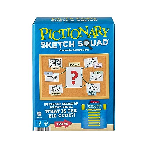 Pictionnary Kooperatives Gesellschaftsspiel Pictionary Squad für Familie, mit Rätseln, für 2 bis 6 Spieler, Spiel für Jugendliche und Erwachsene, HTW84 von Mattel