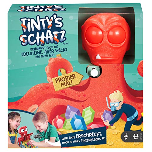 Mattel Games GRF96 - Tinty's Schatz Spiel für Kinder mit Oktopus, Edelsteinen und Tintenklecks, Geschenk für Kinder ab 5 Jahren von Mattel Games