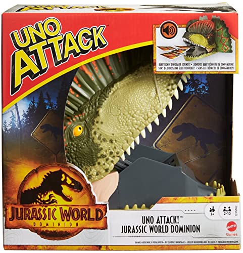 UNO Attack Jurassic World Dominion Card Game with Dinosaur Card Launcher, 2 to 10 Players, Gift for Ages 7 Years & Older UNO Attack Jurassic World Dominion Card Game with Dinosaur Card Launcher, 2 to 10 Players, Gift for Ages 7 Years & Older von Mattel Games